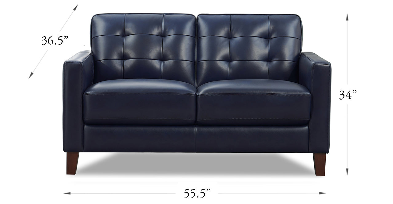 Aiden Leather Sofa Collection, Navy Blue